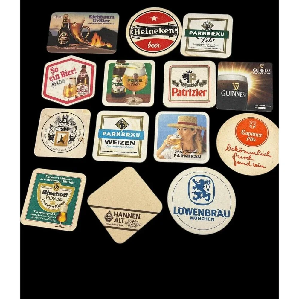 German Beer Mats Bier Lot of 14 European Coasters Pub Man Cave Job Lot Used